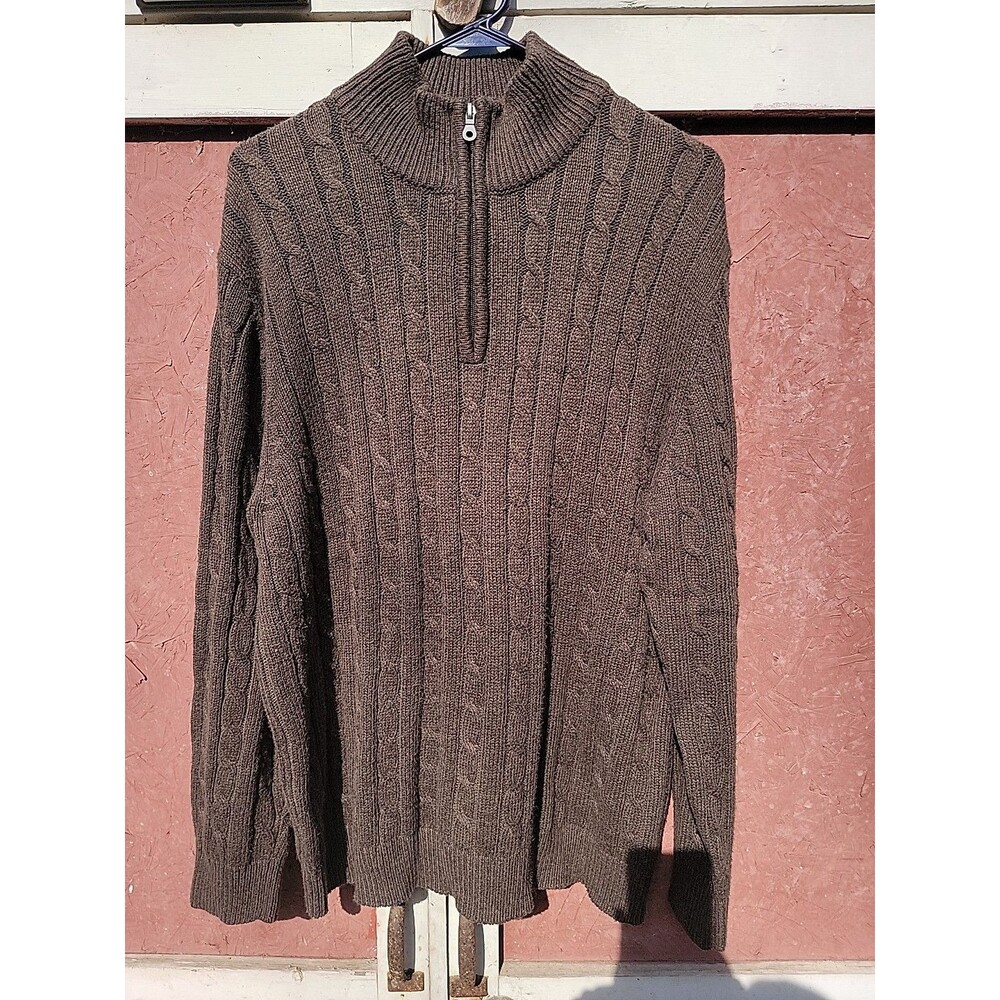 Croft & Barrow Sweater Men's L Brown Cable Knit Preppy